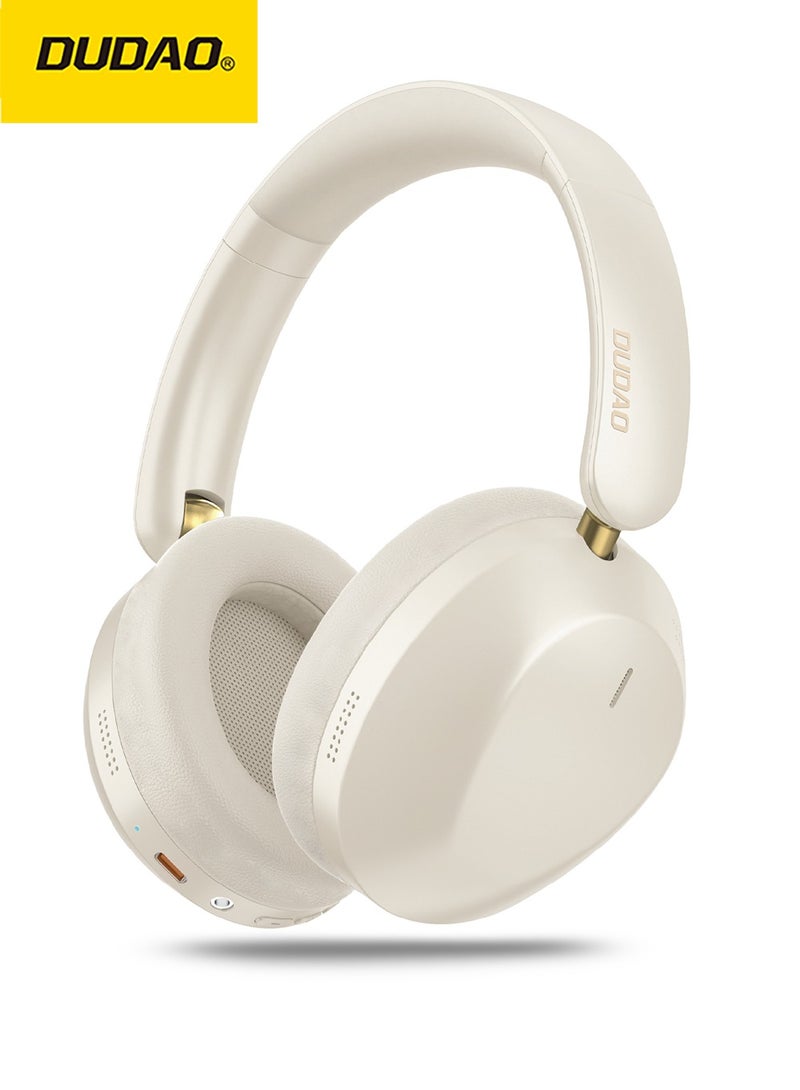 دوداو سماعات رأس بلوتوث X22MAX فوق الأذن، صوت ستيريو، زمن تشغيل 30 ساعة، شحن سريع Type-C، تصميم قابل للطي – بيج - Image 1